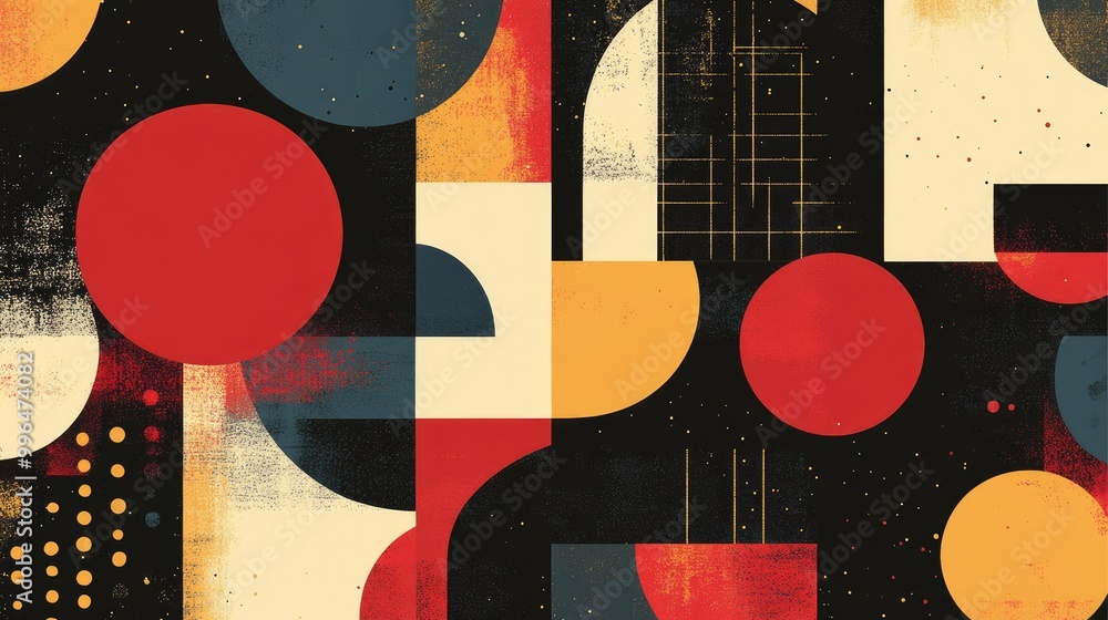 Aufkleber geometric abstract pattern with repeating shapes and contrasting colors, sleek and modern design.