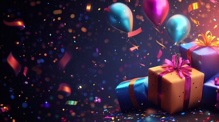 Festive Celebration with Gifts and Balloons