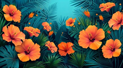 Poster with flowers. Greeting and invitation postcard template. Minimalistic abstract creativity and art. Bloom and blossom plants. Flyer, booklet and leaflet. Flat vector illustration
