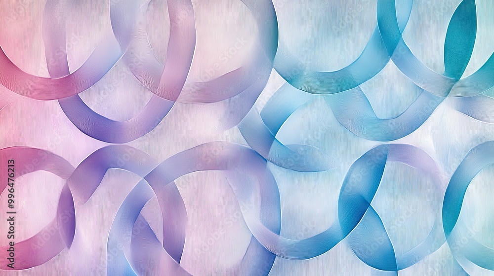 Poster intricate abstract pattern of interlocking circles, subtle gradient colors, and soft shadows.