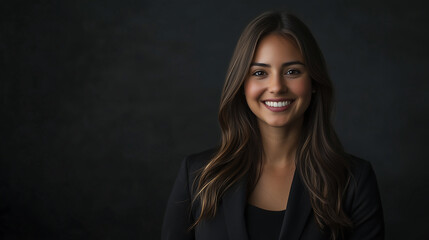 Professional Portrait of Smiling Woman in Black Blazer