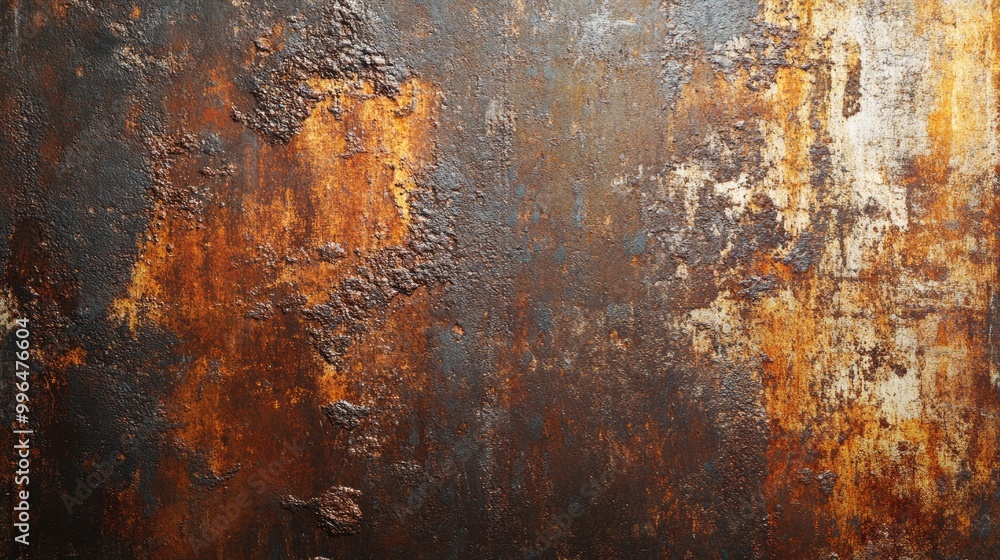 Poster rusty metal wall featuring numerous scratches and dents ideal for use as a textured background in ar