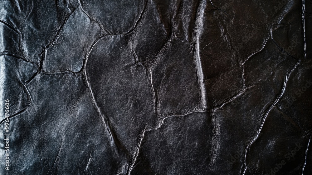 Aufkleber dark aged black leather background in a panoramic format ideal for rustic themed design projects or 