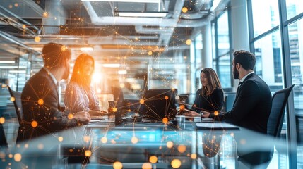 Business Meeting with a Network Visualization