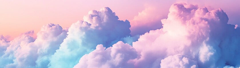 Fototapeta premium Beautiful pastel-colored clouds with a serene, dreamy atmosphere. Perfect for backgrounds, nature themes, and peaceful settings.