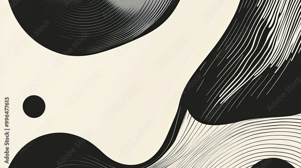 Poster minimalist abstract pattern with clean lines and shapes, monochromatic design with ample copy space.