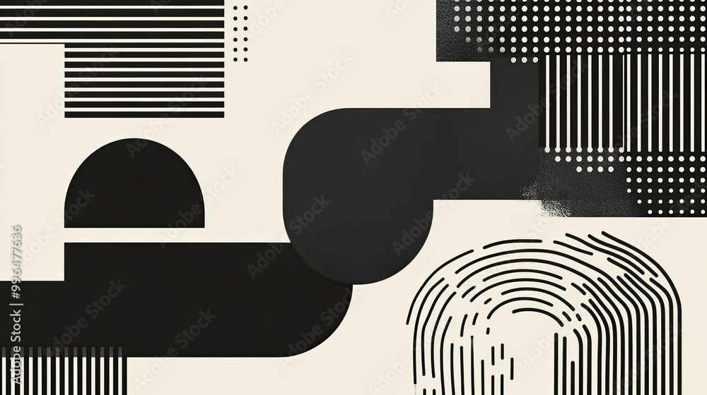 Poster minimalist abstract pattern with clean lines and shapes, monochromatic design with ample copy space.