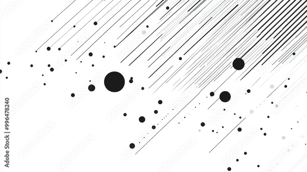 Poster minimalist abstract pattern with monochrome lines and dots, sleek modern design with ample copy spac
