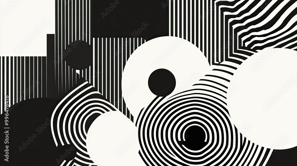 Poster minimalist abstract pattern with simple lines and geometric shapes, monochrome design with copy spac