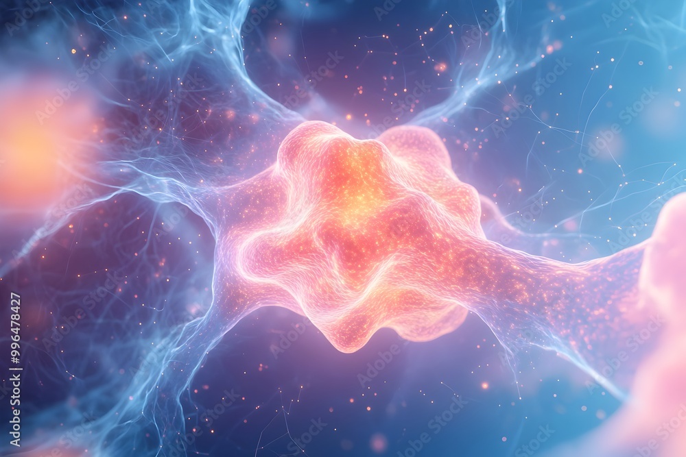 Poster mesmerizing cellular nucleus in bold abstract scientific visualization for advanced digital media de