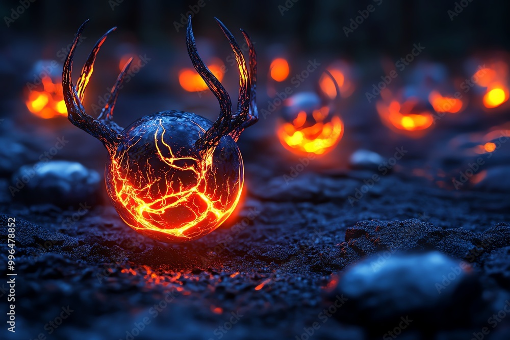 Poster a group of magical creatures working together to capture carbon from the atmosphere, using glowing, 