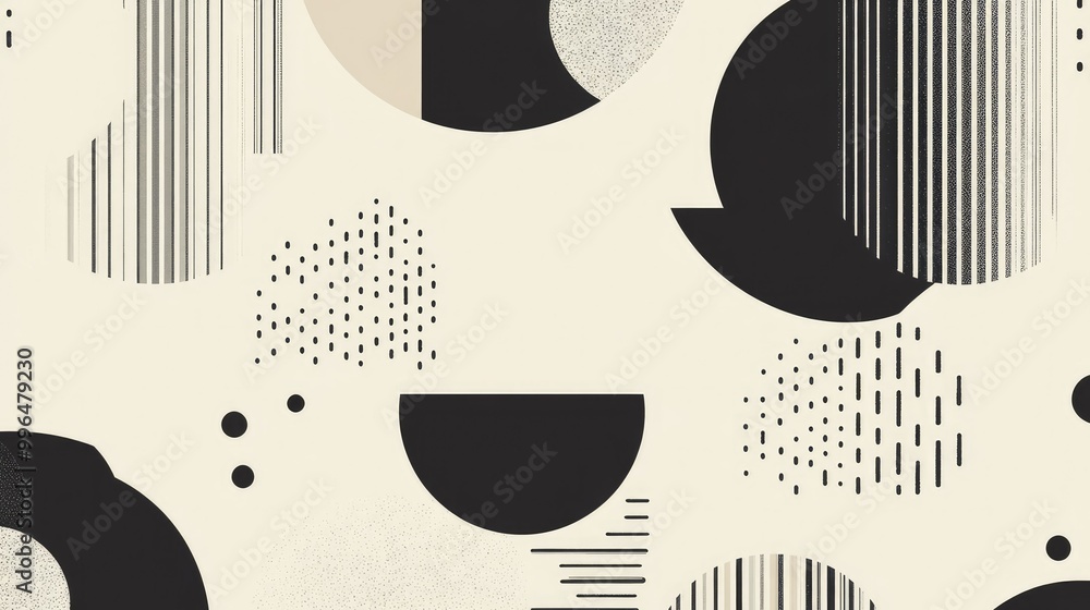 Poster minimalist abstract pattern with simple lines and shapes in monochromatic tones.