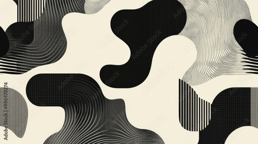 Poster minimalist abstract pattern with simple lines and shapes in monochromatic tones.