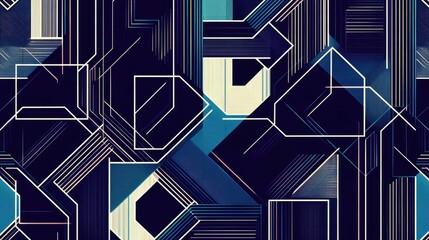 Modern abstract pattern with sleek lines and geometric shapes in cool tones, perfect for tech backgrounds.