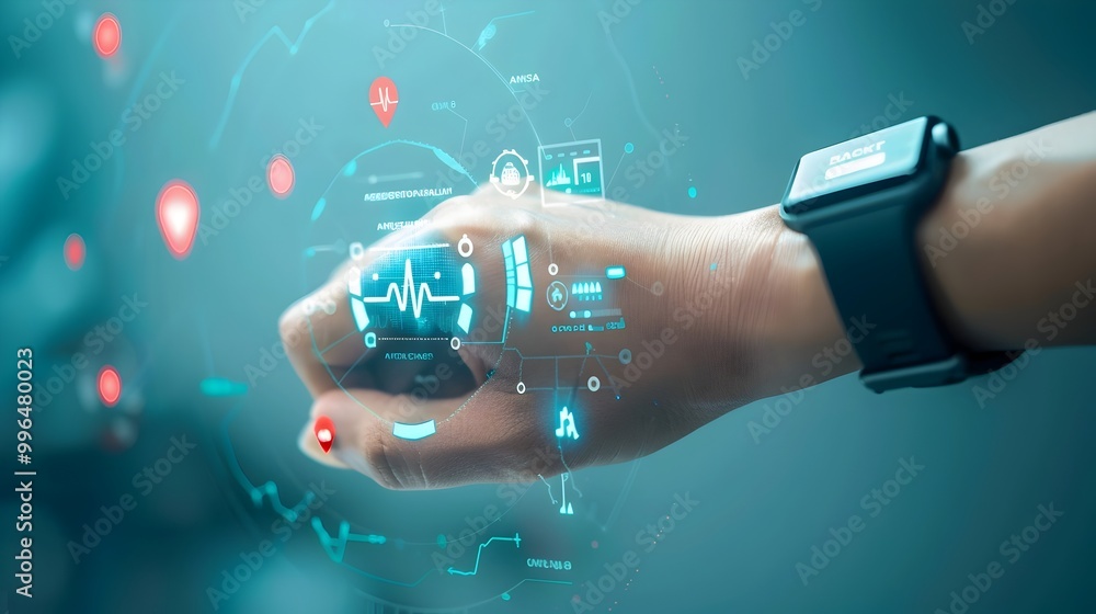 Aufkleber wearable health monitoring device providing personalized tips and alerts on mobile app interface