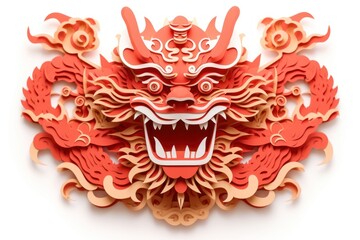Chinese dragon year craft white background representation.