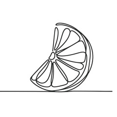 A close up of a slice of orange. The slice is cut in half and the top half is missing