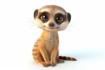 Cute cartoon meerkat with big eyes sitting