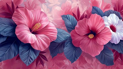 Obraz premium pattern is traditional local fabric design featuring floral and foliage motifs in continuous ikat patterns. the background is beautifully shaded in tones of pink, suitable for fashion. sweet color