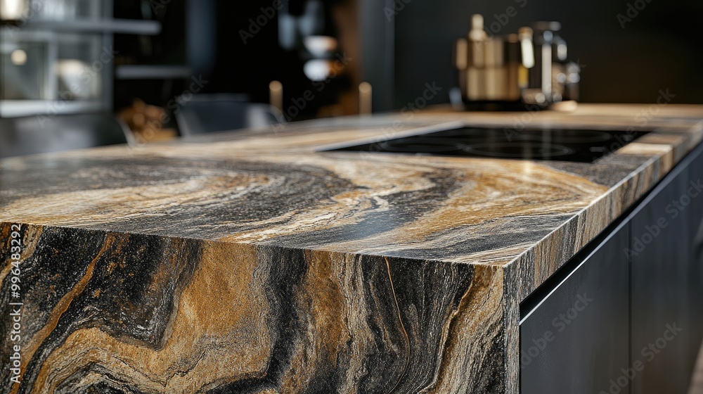 Poster granite countertop design with unique texture and patterns