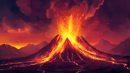 Dramatic volcanic eruption illustration. Volcanic Eruption. Illustration