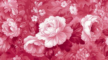 pattern is traditional local fabric design featuring floral and foliage motifs in continuous ikat patterns. the background is beautifully shaded in tones of pink, suitable for fashion. sweet color