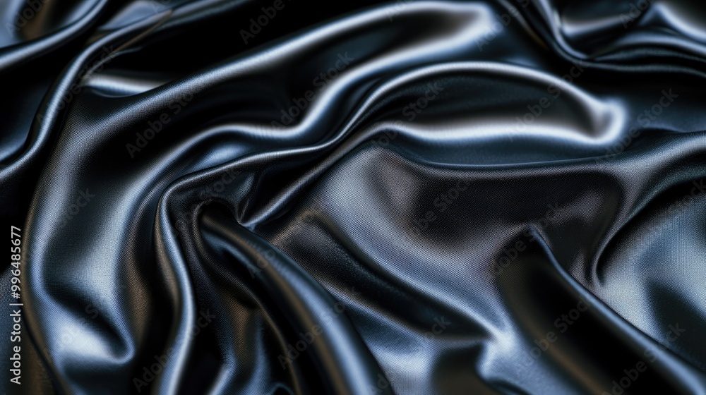 Poster close up view of glossy satin fabric featuring several small openings at its center