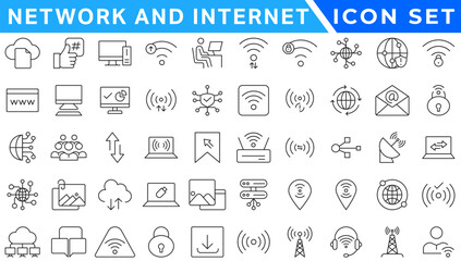 Network icons. Network icon set. Network line icons. Vector illustration. Editable stroke.