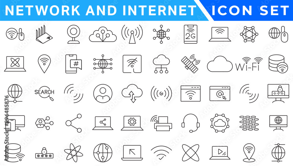 Poster network icons. network icon set. network line icons. vector illustration. editable stroke.