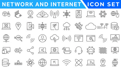 Network icons. Network icon set. Network line icons. Vector illustration. Editable stroke.