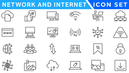 Network icons. Network icon set. Network line icons. Vector illustration. Editable stroke.