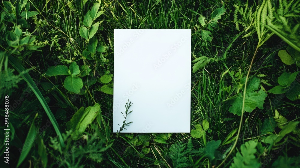 Poster blank white paper on a natural backdrop ideal for adding text or visuals in the empty space