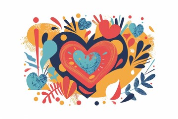 Obraz premium Abstract heart with vibrant colors and shapes