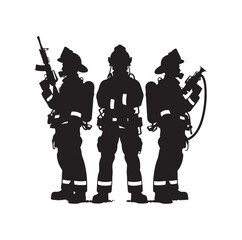 pose of Firefighter silhouette vector illustration 