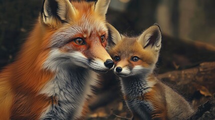 Heartwarming portrayal of a red fox and its kit capturing the essence of family love and connection among foxes