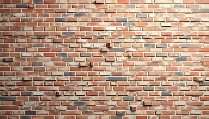 Fototapeta premium Horizontal old red brick wall for background.