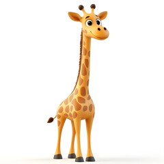 Obraz premium Cute and Gentle 3D Giraffe Character on Clean White Background