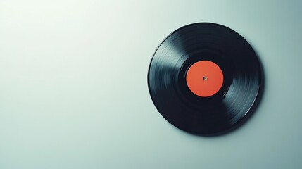 Fototapeta premium Vinyl record mockup on a plain white background, offering space for album cover designs or music branding.