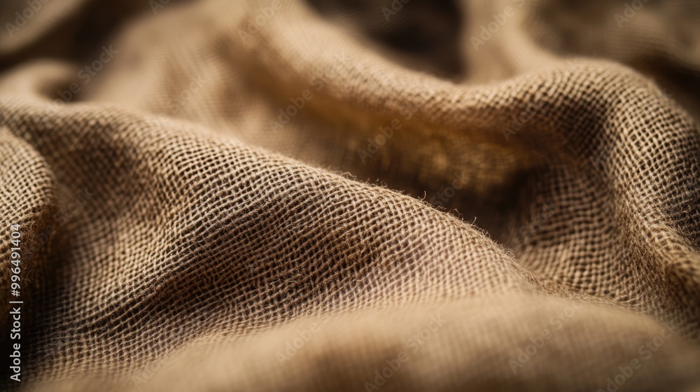Poster close up macro image of flowing hessian fabric texture