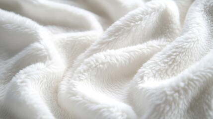 White plush fabric with intricate textures, offering a soft and comforting background for elegant designs.