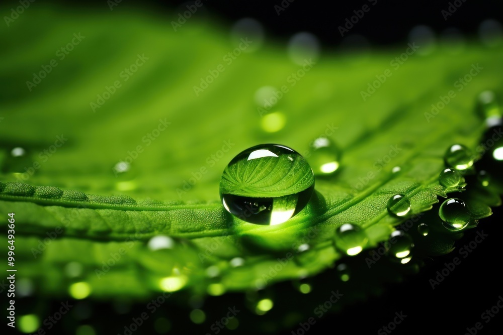 Wall mural water drop green background backgrounds plant leaf.