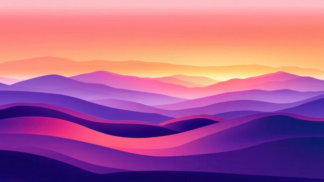 Abstract landscape with vibrant colors and flowing curves, evoking calmness and beauty.