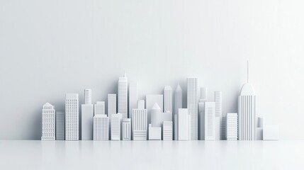 Obraz premium Vertical cityscape, clustered buildings, bright white finish