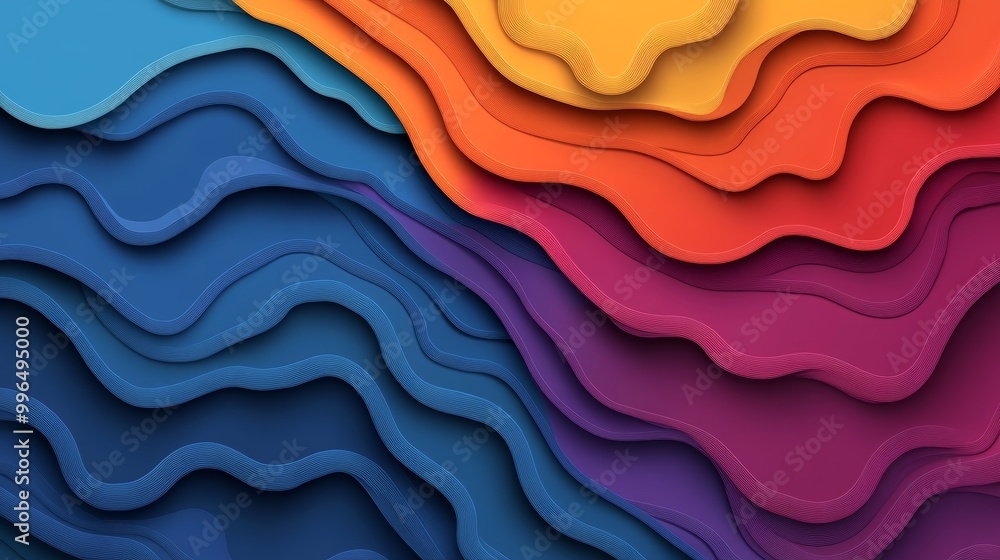 Poster Colorful gradient wallpaper with wavy shapes