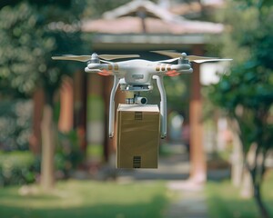 Drone Delivering Library Book at Public Park for Community Reading Program