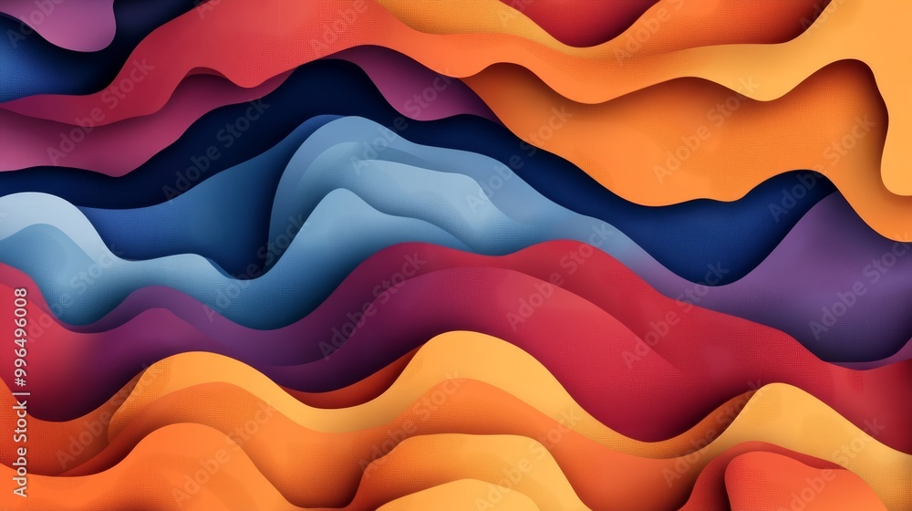 Poster a colorful gradient blends with wavy shapes to create an abstract wallpaper