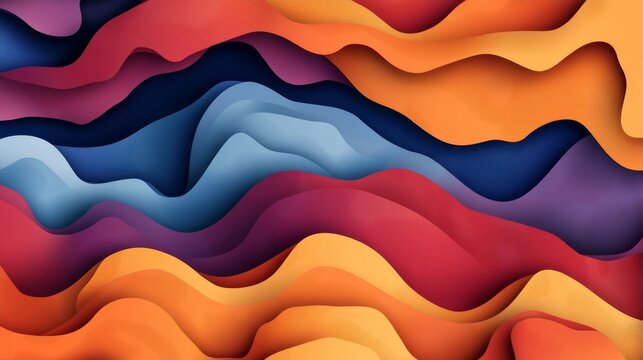 A colorful gradient blends with wavy shapes to create an abstract wallpaper