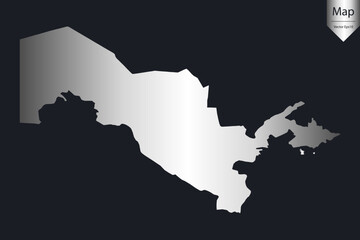 Abstract - High Detailed Silver Map of Uzbekistan. Vector illustration eps10.	
