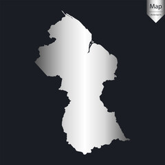 Abstract - High Detailed Silver Map of Guyana. Vector illustration eps10.	
