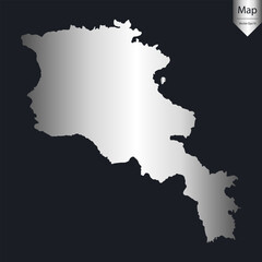 Abstract - High Detailed Silver Map of Armenia. Vector illustration eps10.	
